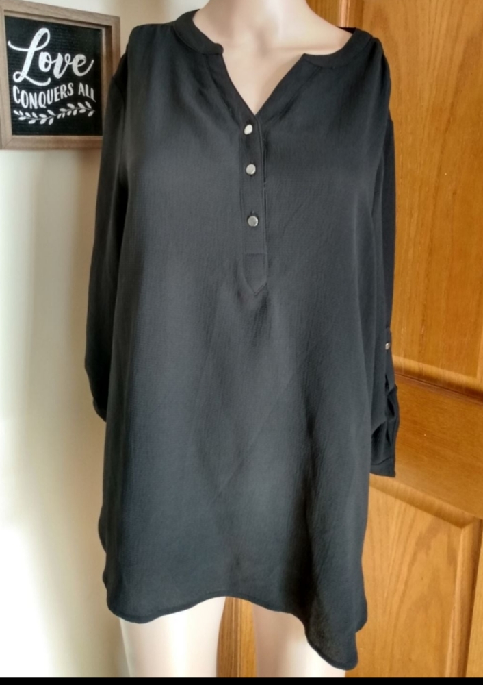 Cathy Black Quarter Sleeve Blouse Size Large